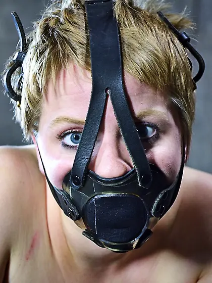 Blonde teen roped mask