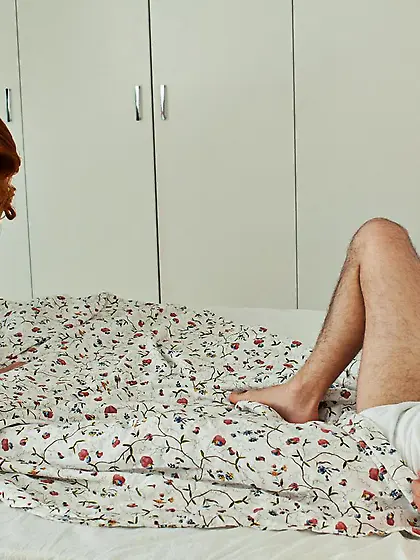 Creamy redhead Michelle H sucks off her man and rides his hard r