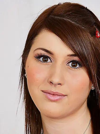 Smoking brunette chick Haylee Heart masturbates in the office an