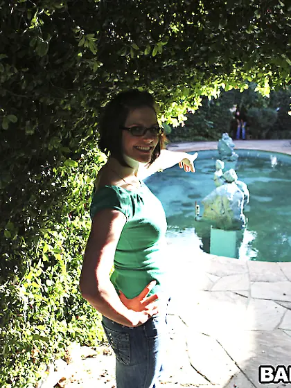 Bobbi Starr takes her sexy lingerie off outdoors and then finger