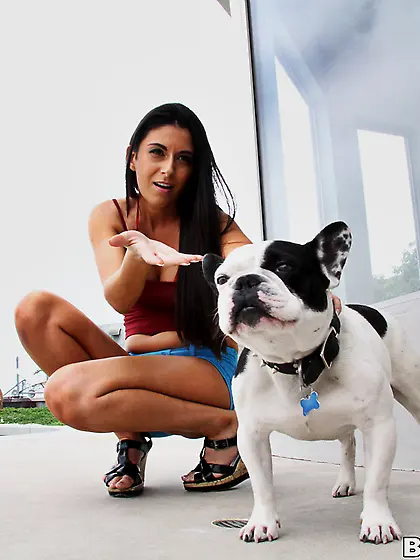 Tanned brunette and her pale GF both get fucked by a hung stud