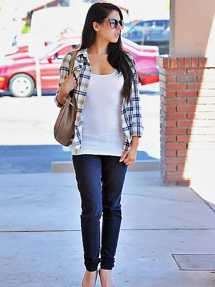 Lilly FTV pulls down her tight jeans and panties outdoor to show