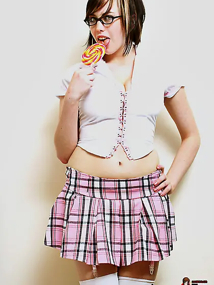 Brunette lady bursting uniform