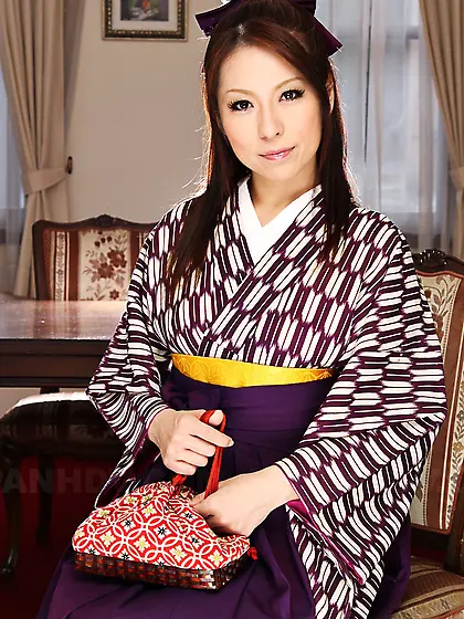 Modest angel from Japan flashes sexy panties hidden under her ki