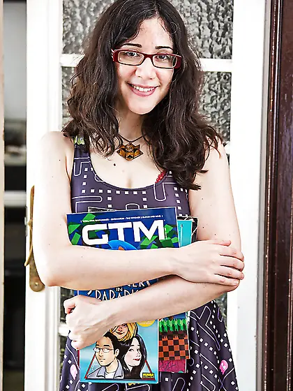 Office worker in red lingerie gets on her desk revealing her hot