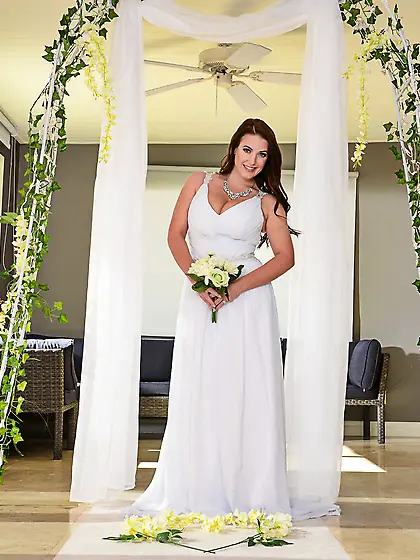 Thick redheaded bride gets brutally banged on a bed doggy style