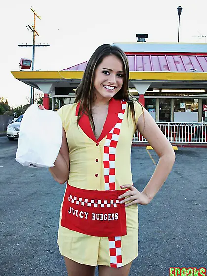 Marvelous babe with nice natural boobies needs a giant chocolate