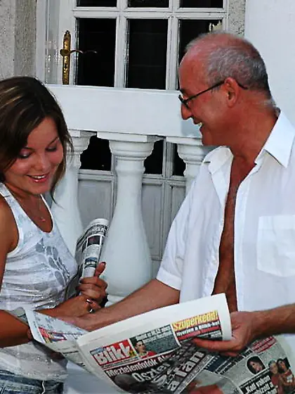 Kinky brunette Salome fucking with old grandpa