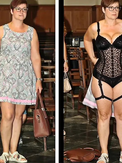 Aurélie sexy exhib dress exposed