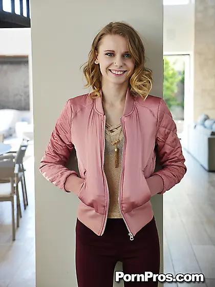 Russian girl with curly hair is very naughty and likes to expose