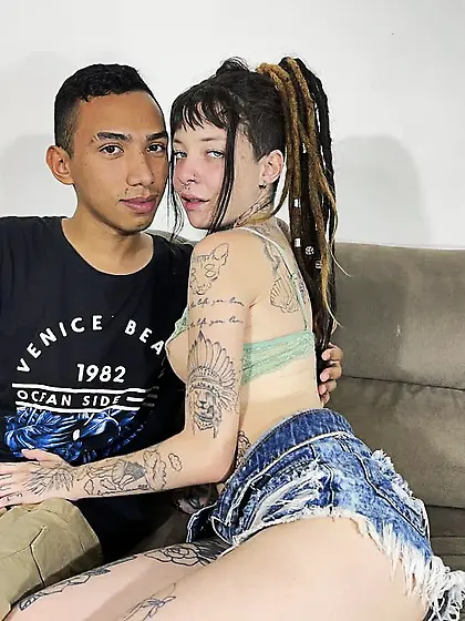 tattooed young woman fucking at casting