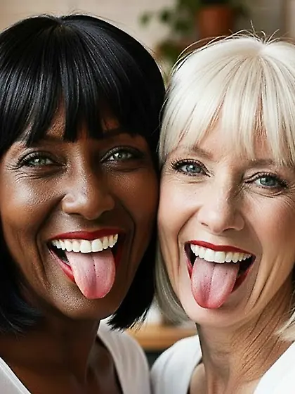 AI White Babe and Black Babe Clones Kissing