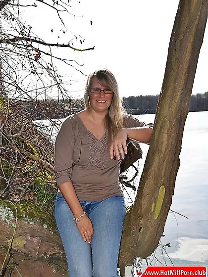 Blonde Mature with big boos outdoor