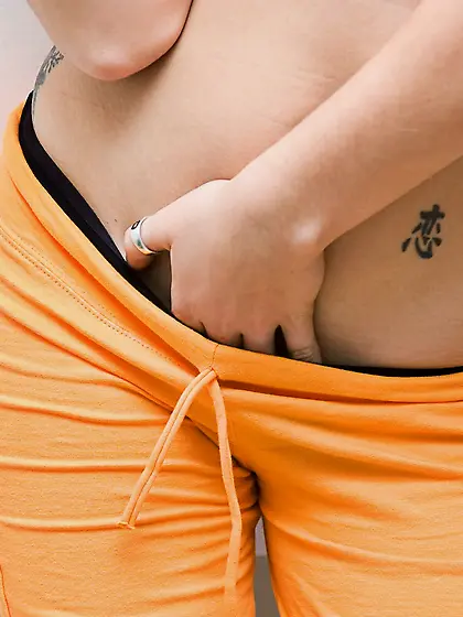 Cute teen angel Emily 18 strips on the sofa and shows her little