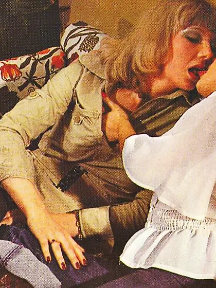 Busty blonde babe drinking