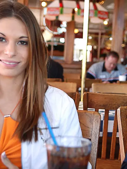 Cute babe,  Cayton Caley gets off her shirt and shows her small t