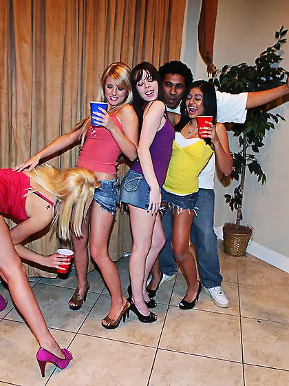 Jasmine Jolie Ruby Rayes and Reena Sky strip at a wild party and