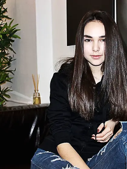 White teen black hair