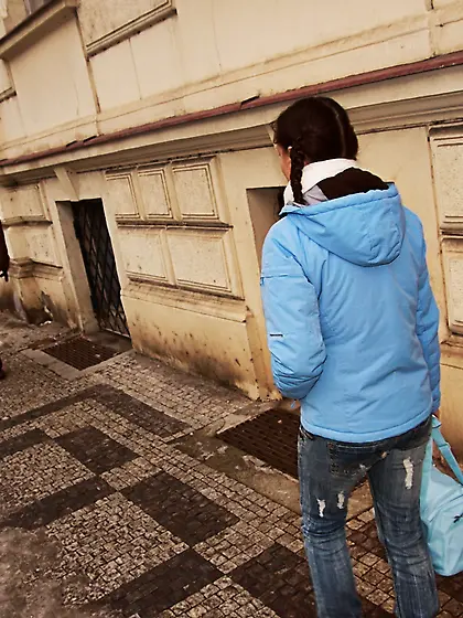 Mandy was walking around