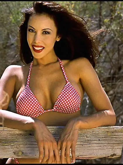 Astonishing brown haired lady takes off her bikini and reveals t