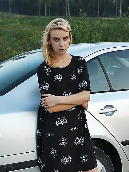 Sexy blonde babe fingered