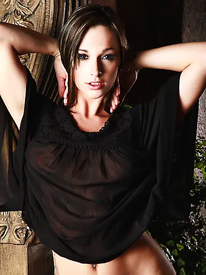 Lovely babe takes black