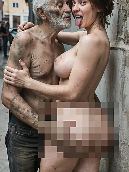 Lara Croft with dirty old man