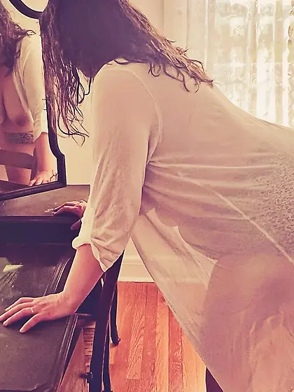 Topless In Sheer Robe