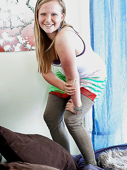 Blondie slinging her panties at the camera just to be playful