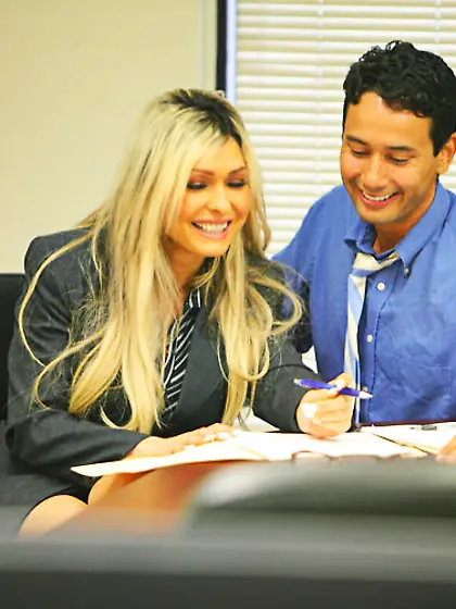 Busty secretary Jenna Cruz is seducing her boss for the dirty of