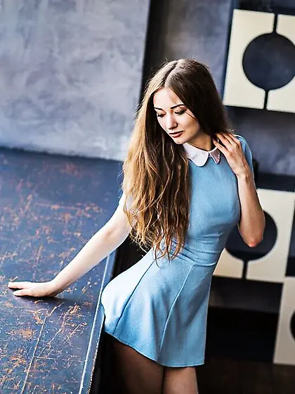 Straight blue eyes girl