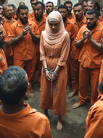 Hijabi girl in Male prison
