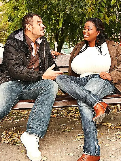 Thick ebony BBW gets measured and gets banged by a chubby chaser