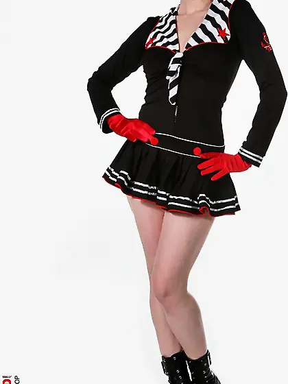 Sexy babe in marine uniform Celine Shabba Le Gall strips and pos