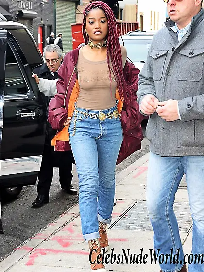 Keke Palmer In A See Through Lace Sheer Top In New York
