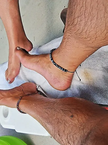 Relaxing our legs in the sun