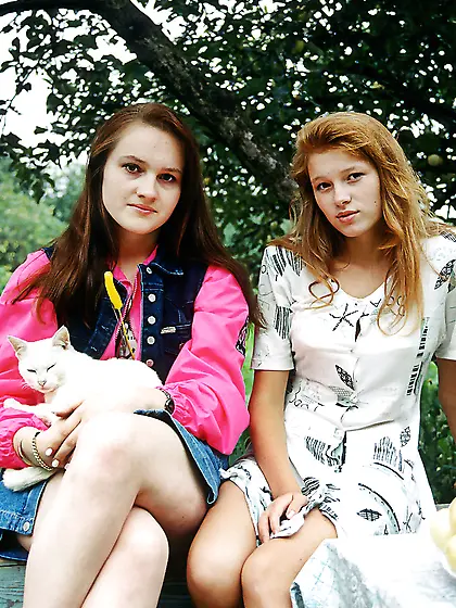 Stripping big tit lesbian babe