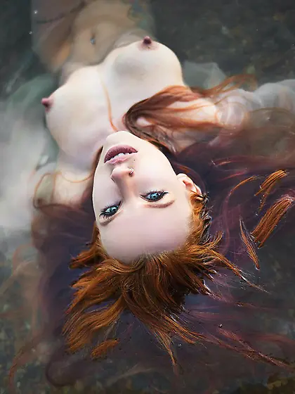 Gorgeous Ginger Nymph In The Water