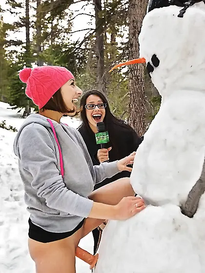Perverse women enjoy hardcore banging with a sexy snowman