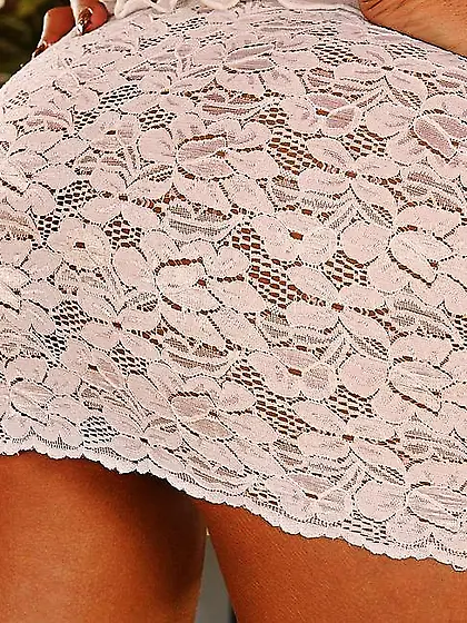 Karina Play takes her little white skirt off and then toys her h