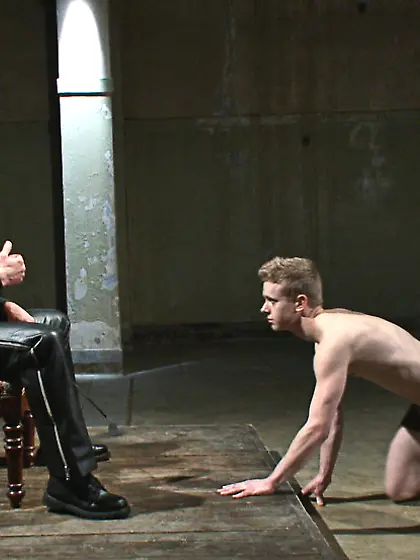 Hard master whips friend