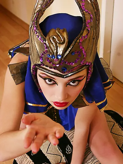 Mysterious and kinky teen babe Kristina Fey dresses up in a cost