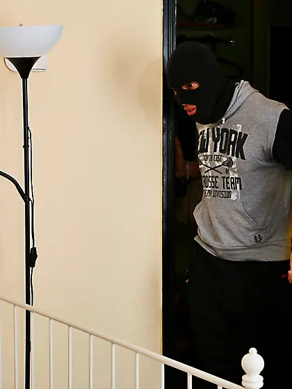 Virginee Spice and Kate Alton share a black thief's cock and sti