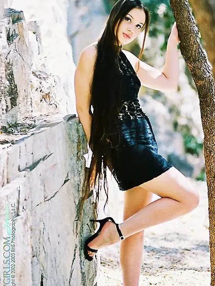 Deja Chan pulls up her tight black dress and starts stroking her