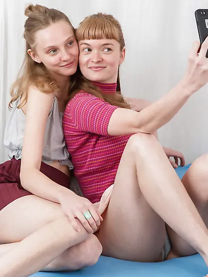 Two lesbian porn stars talking dirty during their fuck sesh