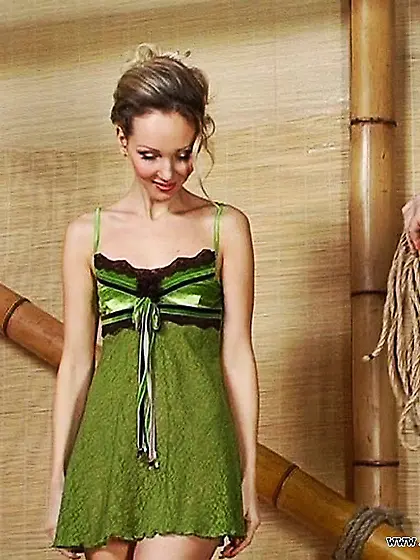 Beautiful blonde lady carefully