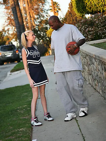 Blonde cheerleader Kaylee Hilton gets her holes filled out by bl