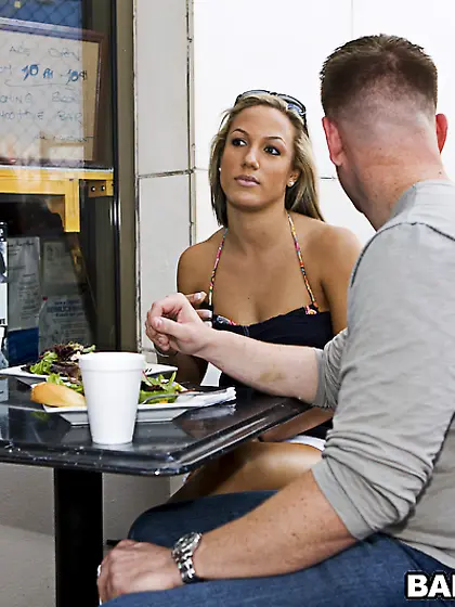 Kara Novak takes her sexy bikini off in the pool and gets her fa