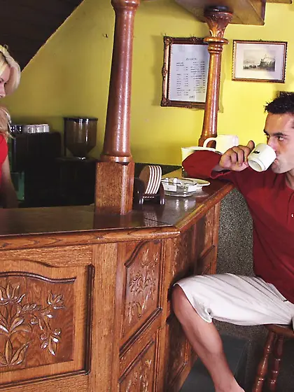 Smoking hot classy blonde Niki Blonde takes her dress off and ge