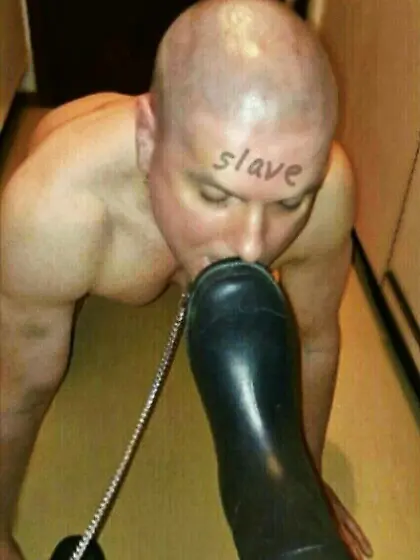 gay slave pig Andrew worship his bootmaster